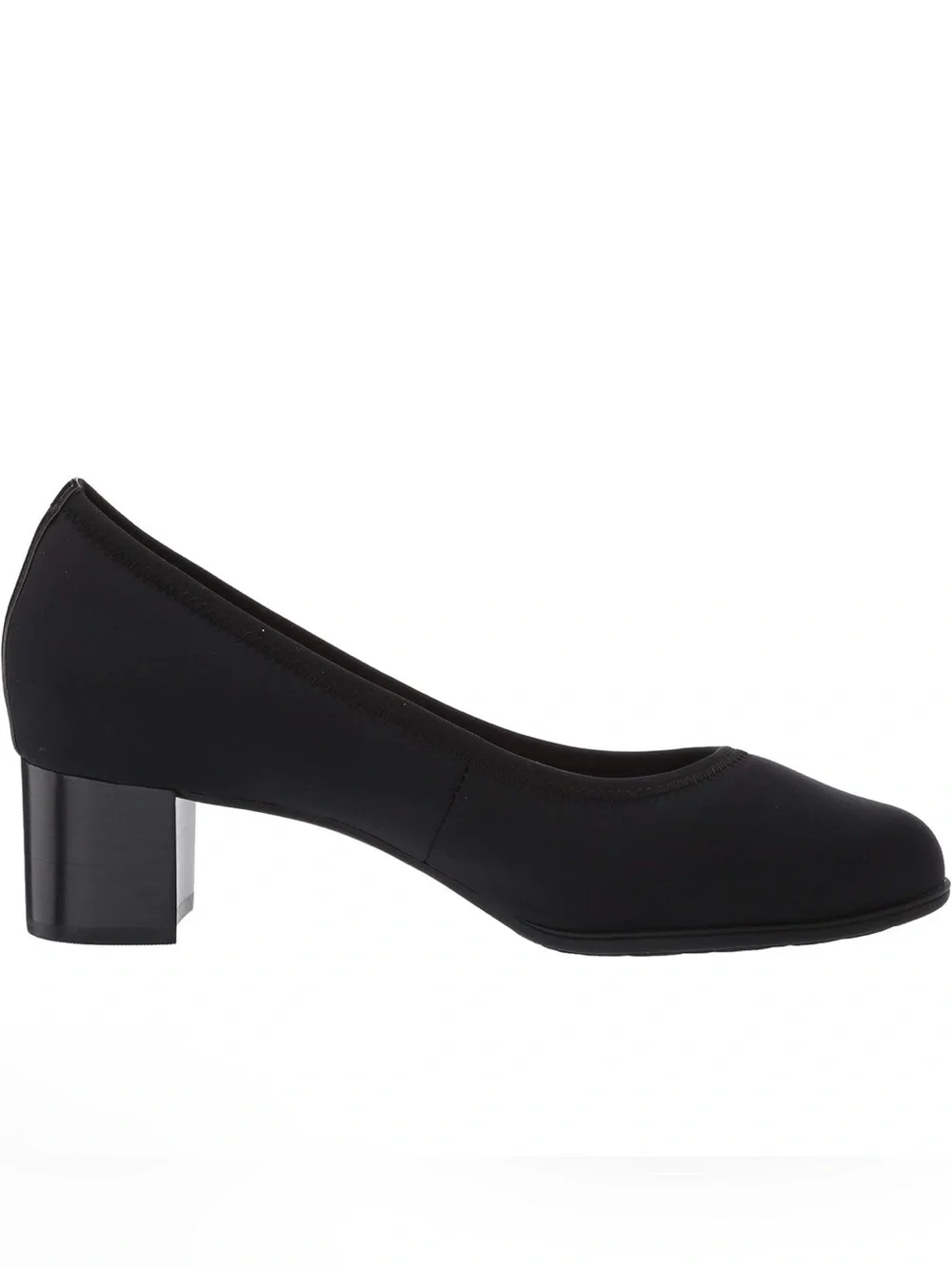 Aravon Women’s Career Dress Pump Black Lycra w/patent stripe on heels sz 7
